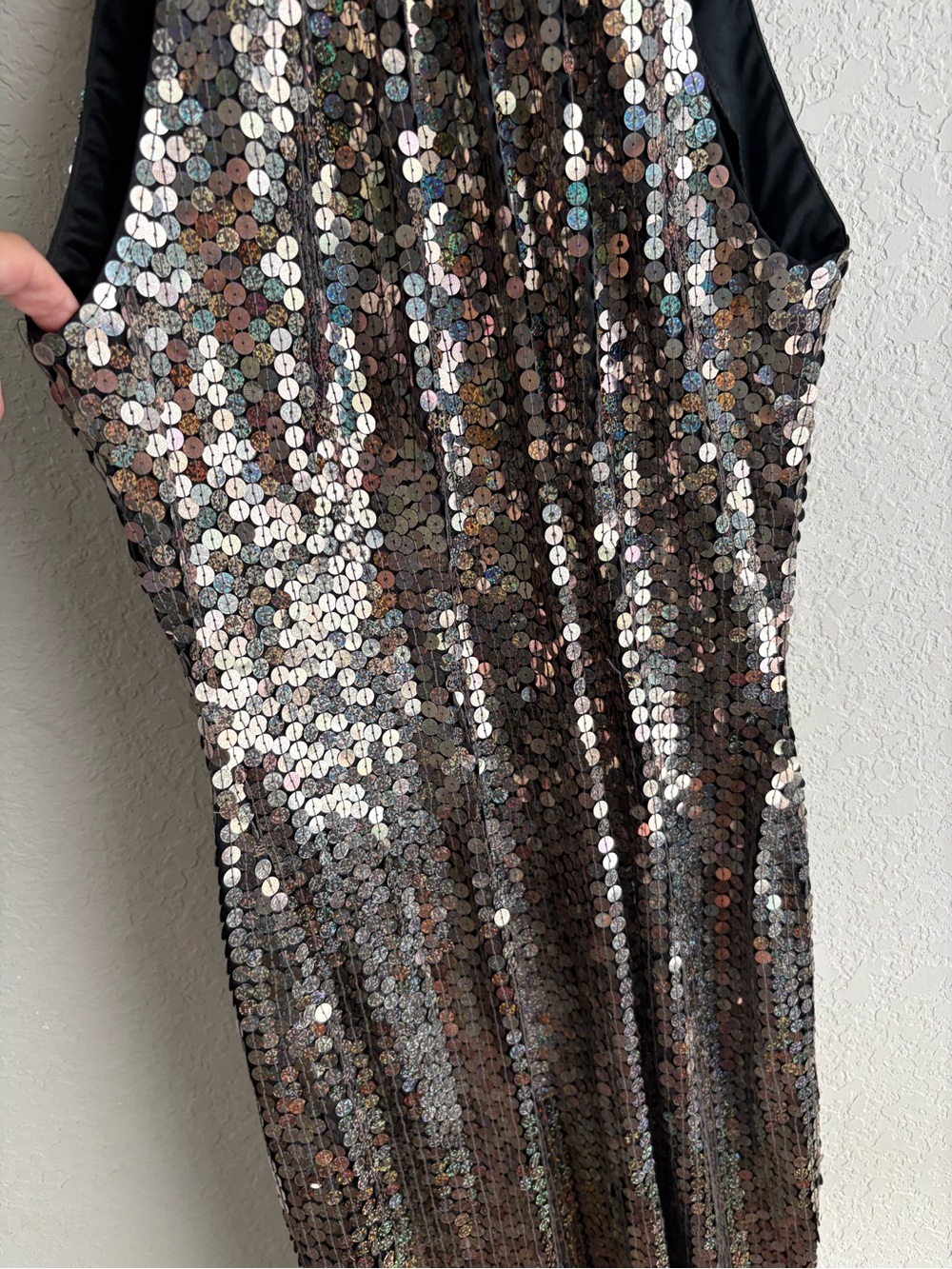 Adrianna Papell Evening Silver Sequin Halter Maxi Gown Dress Size 8 Formal - Picture 3 of 7